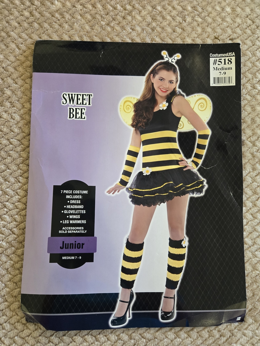 Costumes USA Sweet Bee 7-Piece Bumblebee Costume Junior Medium 7-9